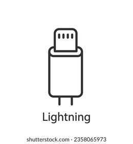 Lightning cable, linear icon. Line with editable stroke