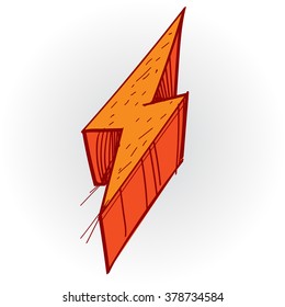 Lightning cartoon, flash symbol, powerful lighting.