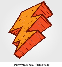 Lightning cartoon, flash symbol, powerful lighting.
