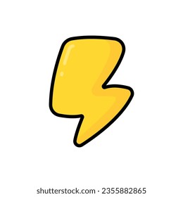 Lightning Cartoon Vector Icon Illustration. Weather Icon Concept Isolated Premium Vector. Flat Cartoon Style