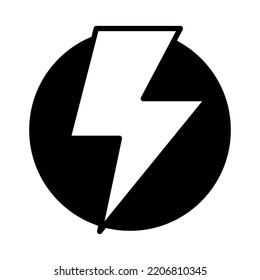 Relámpago en un icono circular. Icono eléctrico relámpago. Símbolo de círculo del perno. Señal de energía de carga de energía. Ilustración vectorial.