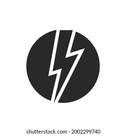 relámpago en un icono de círculo. símbolo de energía, electricidad y energía. imagen vectorial aislada en estilo plano