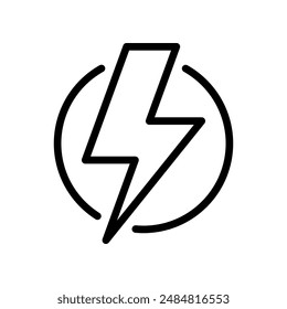 Lightning in a circle line icon isolated