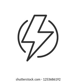 lightning in a circle. linear icon. Line with editable stroke