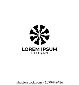 lightning circle logo design, monochrome logo
