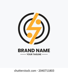 lightning circle percentage concept logo. orange an black. suitable for logo, icon, symbol and sign. abstract