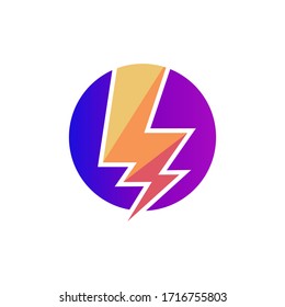 Lightning with Circle Vector Logo Design 