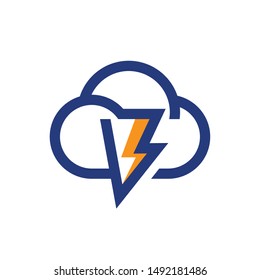 Lightning Cloud Energy Logo Design Vector