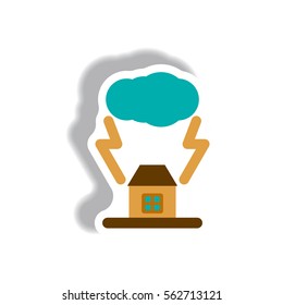 lightning cloud and house, storm