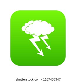Lightning cloud icon digital green for any design isolated on white vector illustration