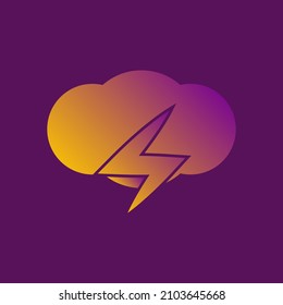 lightning cloud icon with gradient color