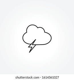 Lightning in the cloud icon on white background