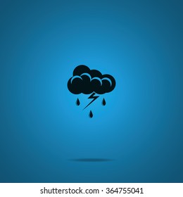 Lightning cloud icon. Thunderstorm sign.