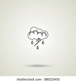 Lightning cloud icon. Thunderstorm sign.