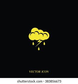 Lightning cloud icon. Thunderstorm sign.