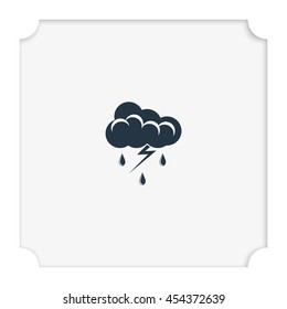 Lightning cloud icon. Thunderstorm sign.