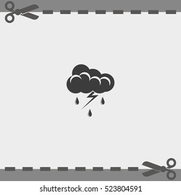 Lightning cloud icon. Thunderstorm sign.