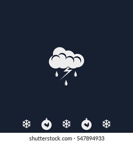 Lightning cloud icon. Thunderstorm sign.