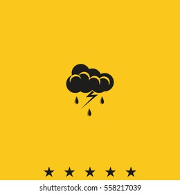 Lightning cloud icon. Thunderstorm sign.
