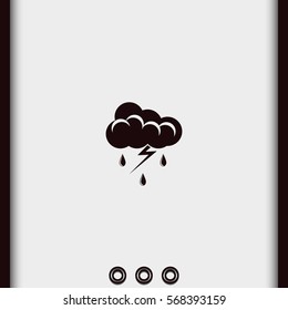 Lightning cloud icon. Thunderstorm sign.