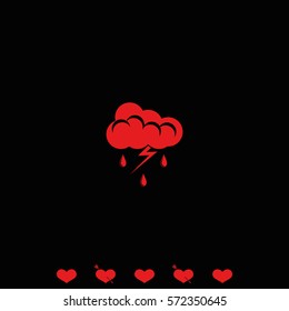 Lightning cloud icon. Thunderstorm sign.