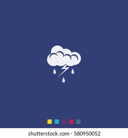 Lightning cloud icon. Thunderstorm sign.