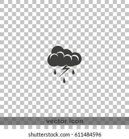 Lightning cloud icon. Thunderstorm sign.