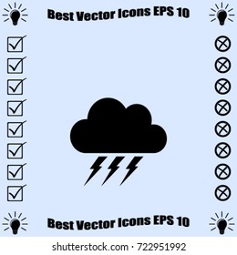 Lightning cloud icon. thunderstorm vector illustration