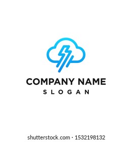 lightning cloud logo design vector