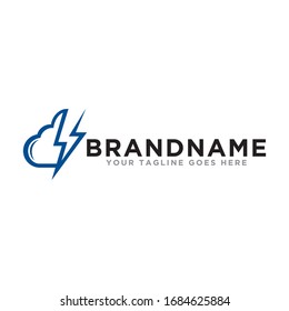 Symbol für das Blitzwolken-Logo Logo-Vorlage für Sturmwolke Gewittertes modernes Logo auf trendigem Logo.