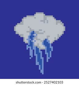 Raio nuvem pixel art, ilustração vetorial em fundo isolado.