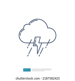 Lightning Cloud. Rainy season Weather Outline Icon
