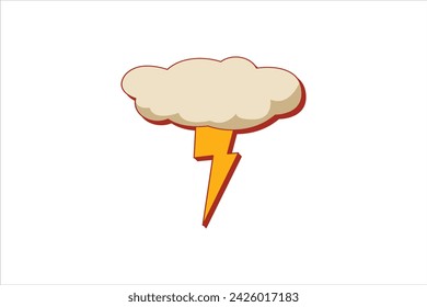 Lightning Cloud Retro Flat Sticker Design