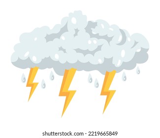 lightning cloud storm weather icon isolated