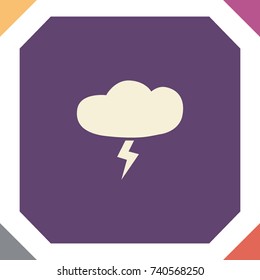 lightning and cloud, vector icon