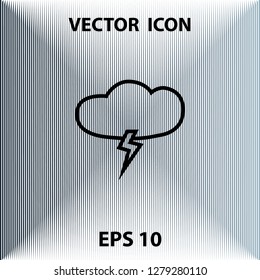 lightning and cloud, vector outline icon