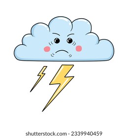 Lightning cloud weather, cartoon illustration