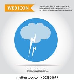 lightning with cloud, weather icon, synoptic, vector.