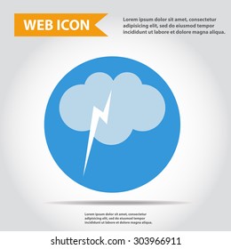 lightning with cloud, weather icon, synoptic, vector.