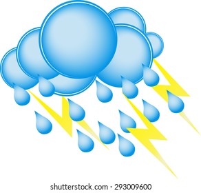 The lightning and cloud weather rain icon.vector illustration