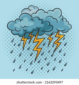 lightning from clouds comic book pop art pop art retro vector illustration. Comic book style imitation.