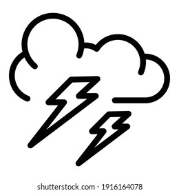 Lightning clouds icon. Outline lightning clouds vector icon for web design isolated on white background