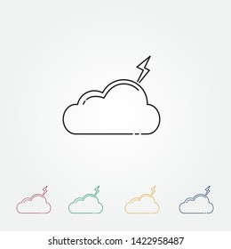lightning clouds icon , vector illustration Lineart Style - Vector