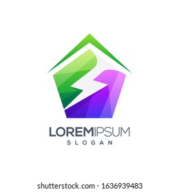 lightning colorful gradient logo design