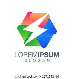 lightning colorful gradient logo design