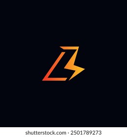 Lightning combination with the letter L, negative space logo design.