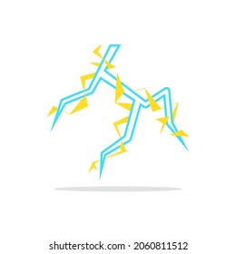 lightning concept logo. blue and yellow. line, simple and unique logotype. suitable for logo, icon, symbol and sign
