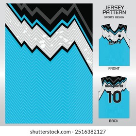 lightning crack blue white pattern design, illustration, textile background for sports t-shirt, football jersey shirt mockup for football club. consistent front view