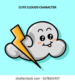 Un lindo personaje de nube con un fondo azul