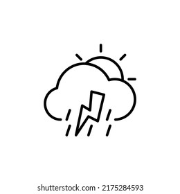 lightning day editable outline icon, weather icon